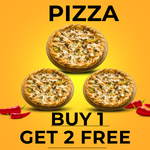 Buy 1 Giant Pizza &Get 1 Medium & 1Regular Pizza Free( Same or Lesser Value)